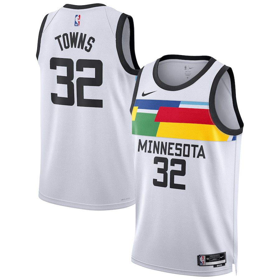 Men Minnesota Timberwolves 32 Karl-Anthony Towns Nike White City Edition 2022-23 Swingman NBA Jersey